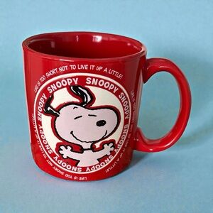 SNOOPY Peanuts Ceramic Large Mug Dbl-Sided 2010 Collectible Red Life Too Short
